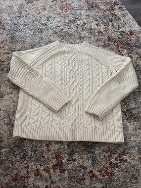 Able Cream Cable Knit Crewneck Sweater